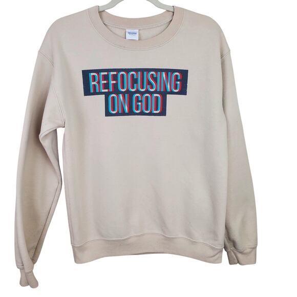 REFOCUSING ON GOD | Christian Graphic | Cream | Crew Neck Sweatshirt | Small - Picture 2 of 6